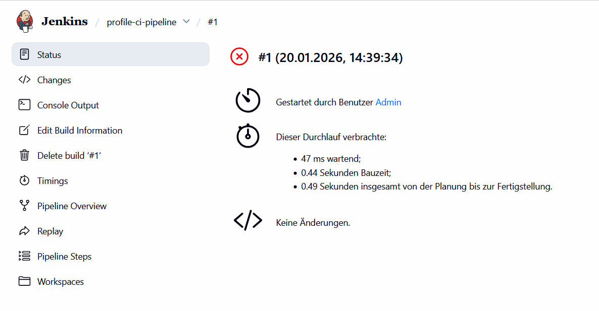 Jenkins Build #1 - fehlgeschlagen